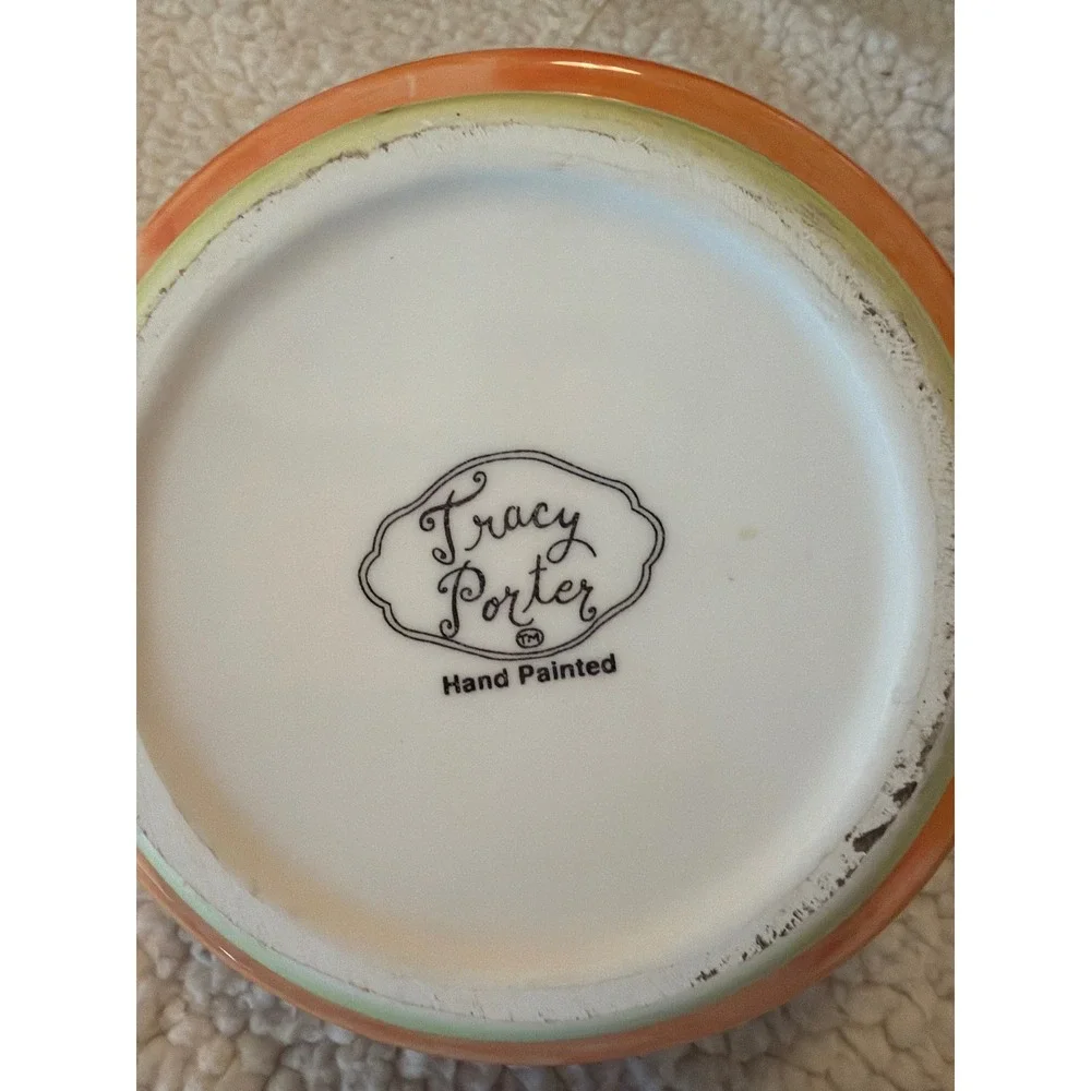 Tracy Porter Hand Painted Mini Teapot Floral Rose Bud‎ Lid Whimsical Ceramic